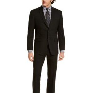 Marc New York Mens Slim-Fit Light Gray La Solid Black 46R